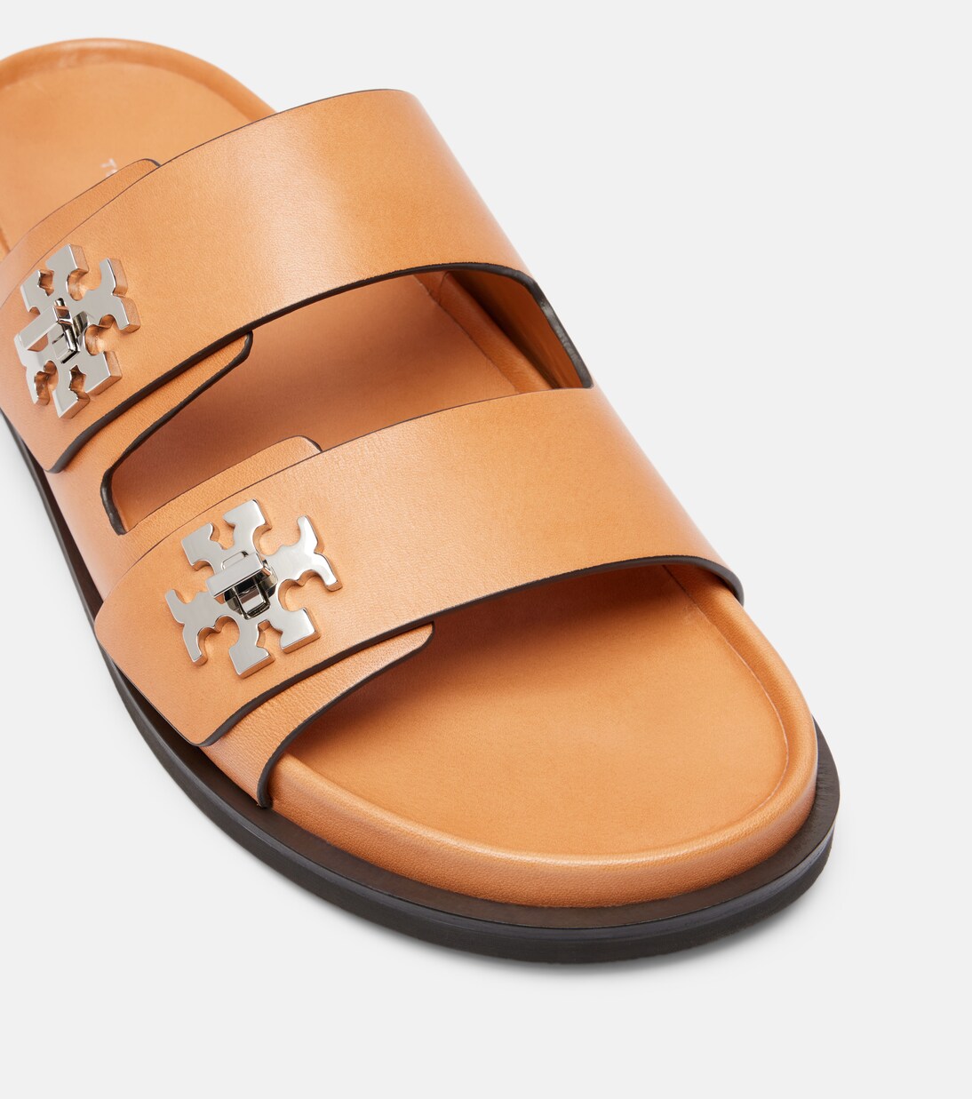 Turnlock leather slides | Tory Burch