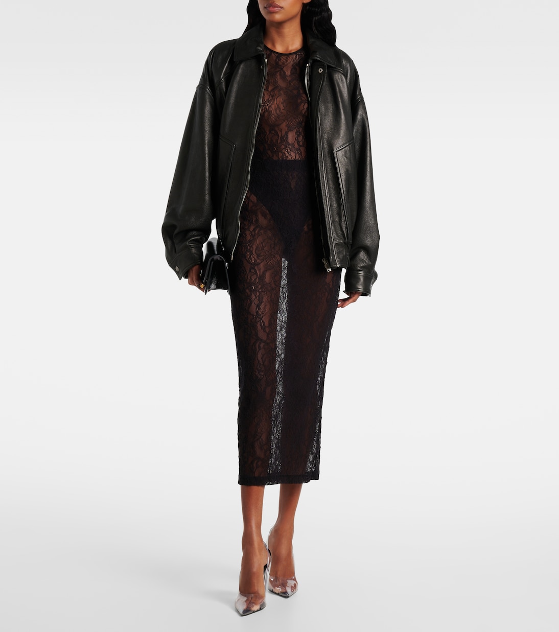 Sheer lace midi skirt | Wardrobe.NYC
