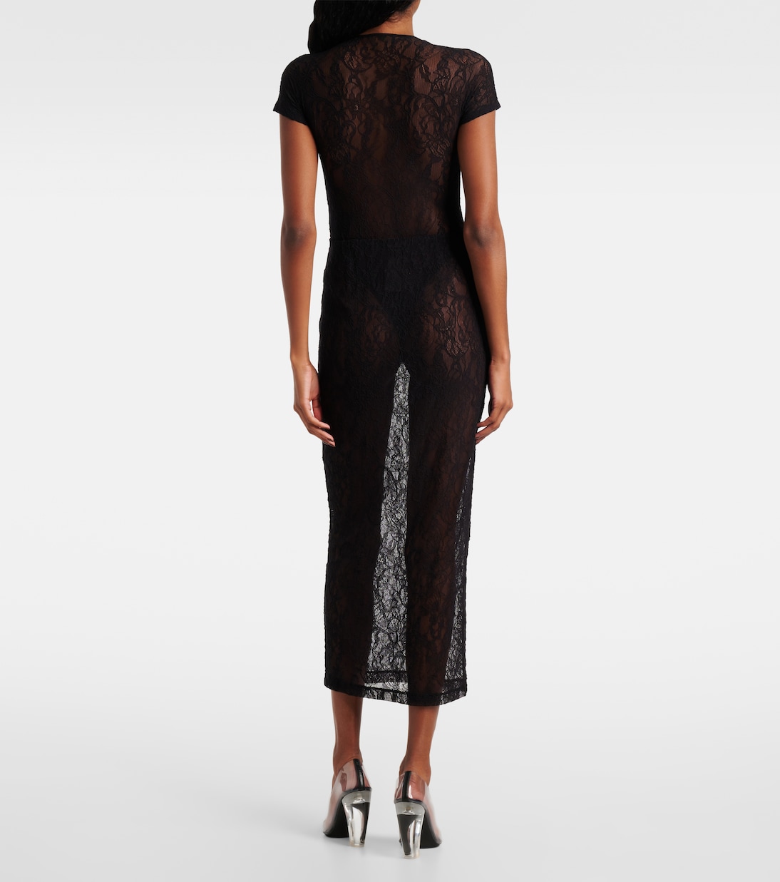 Sheer lace midi skirt | Wardrobe.NYC