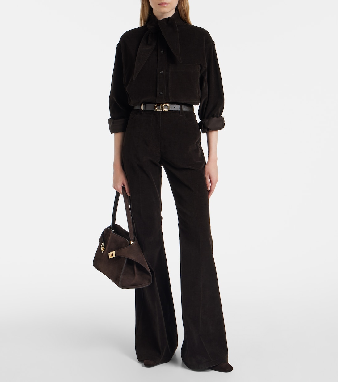 T-shirt en velours côtelé de coton | Ferragamo