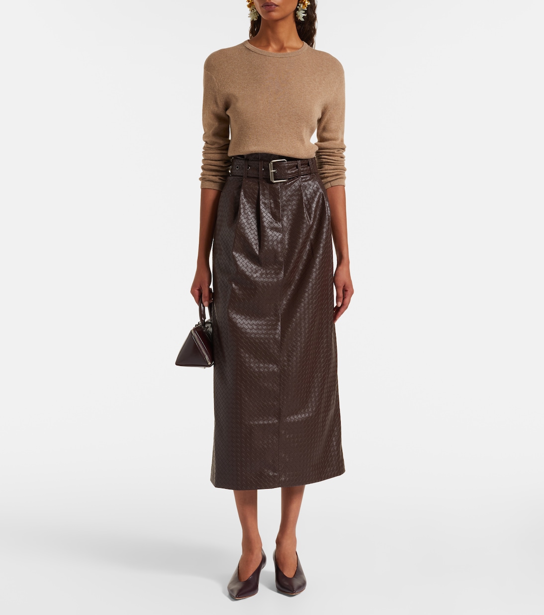 Falda midi Anatta tejida con cinturón | Rotate