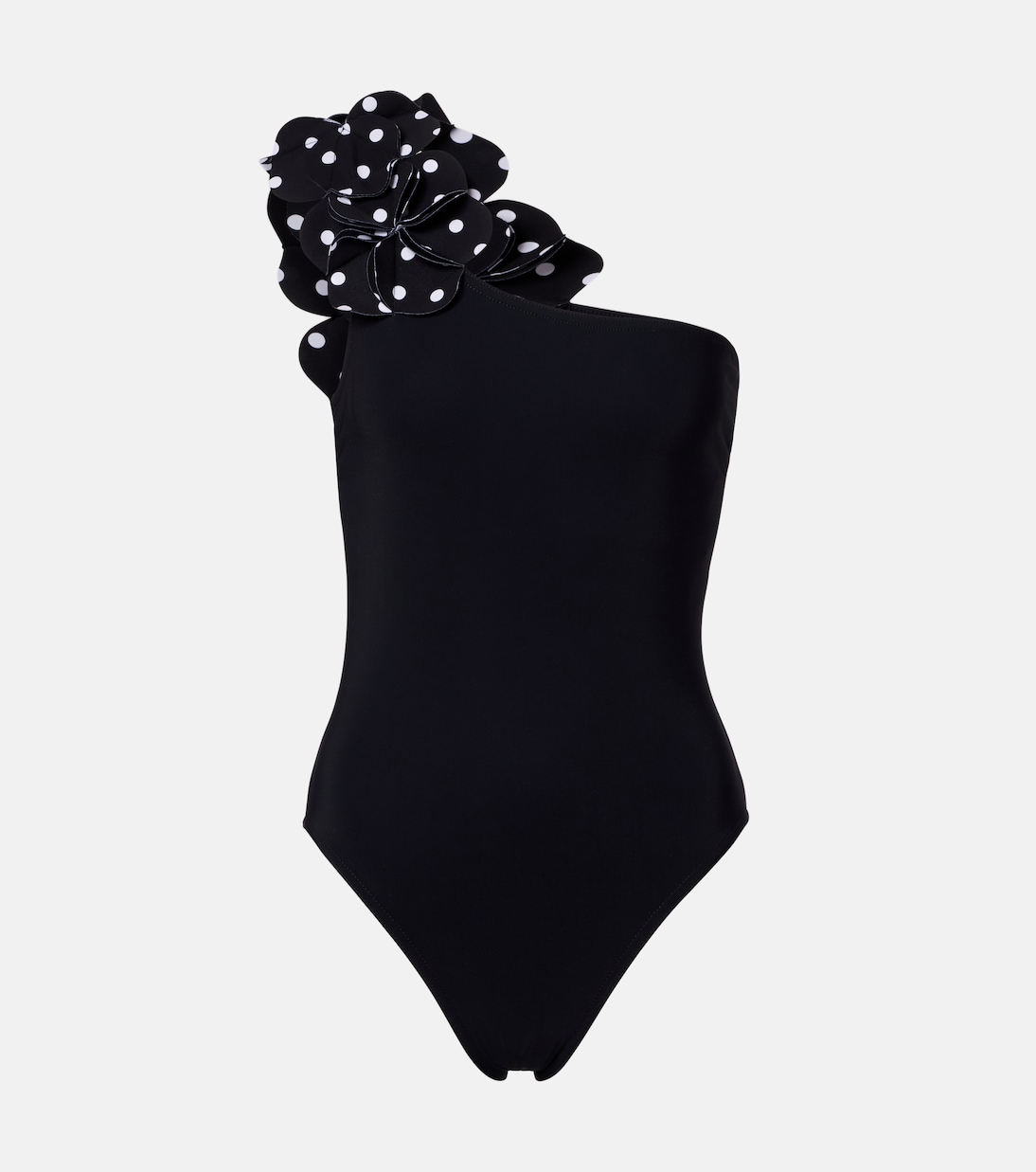 Aria floral-appliqués one-shoulder swimsuit | Karla Colletto
