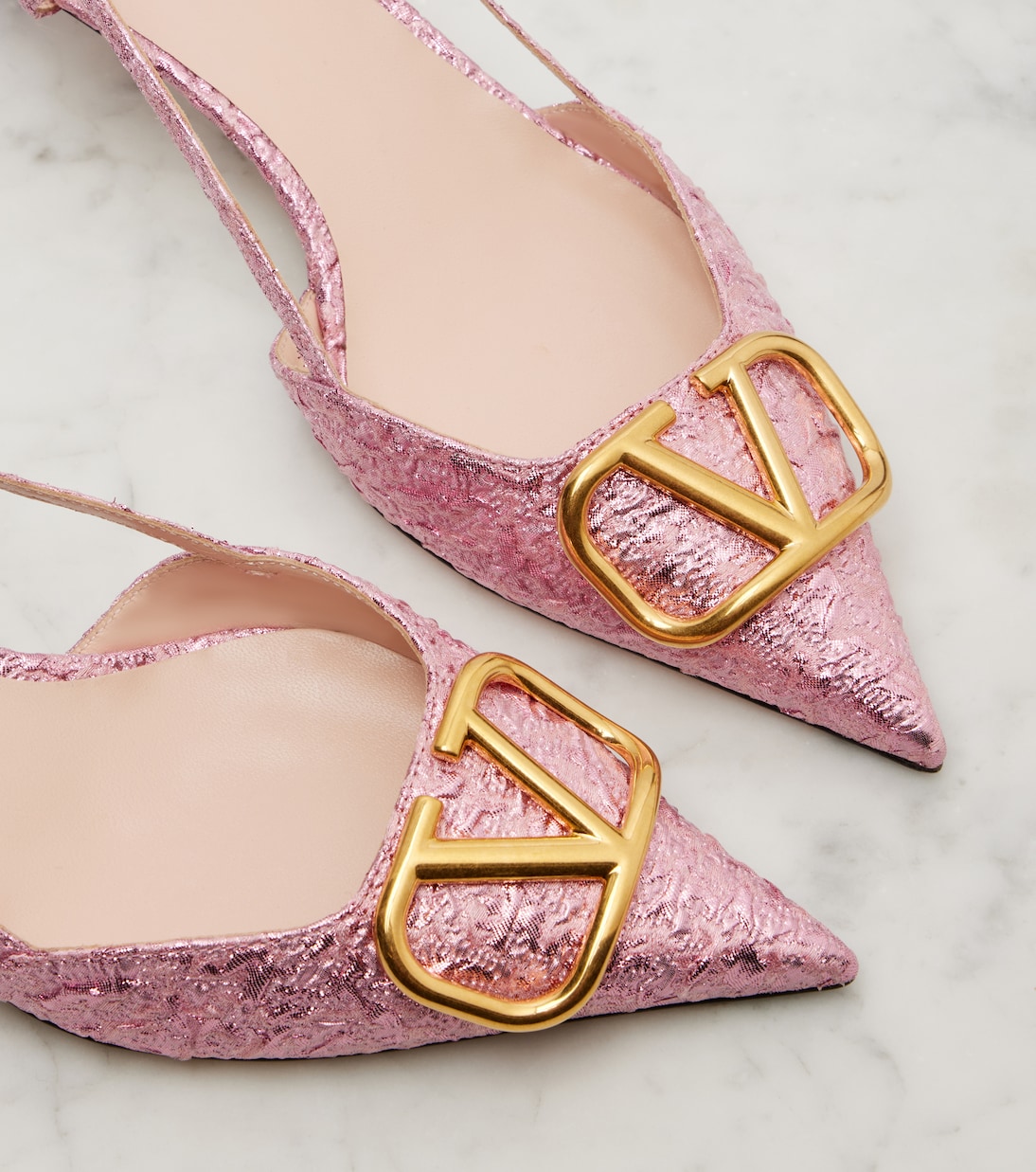 Slingback-Pumps VLogo Signature 80 aus Jacquard | Valentino Garavani
