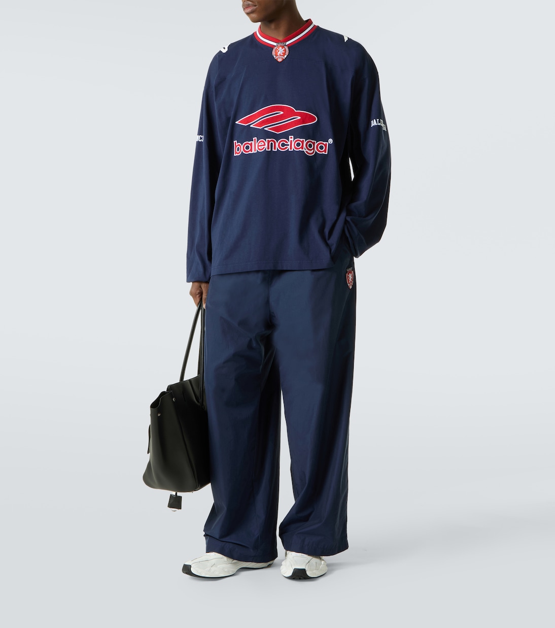 Logo oversized cotton-blend jersey track pants | Balenciaga