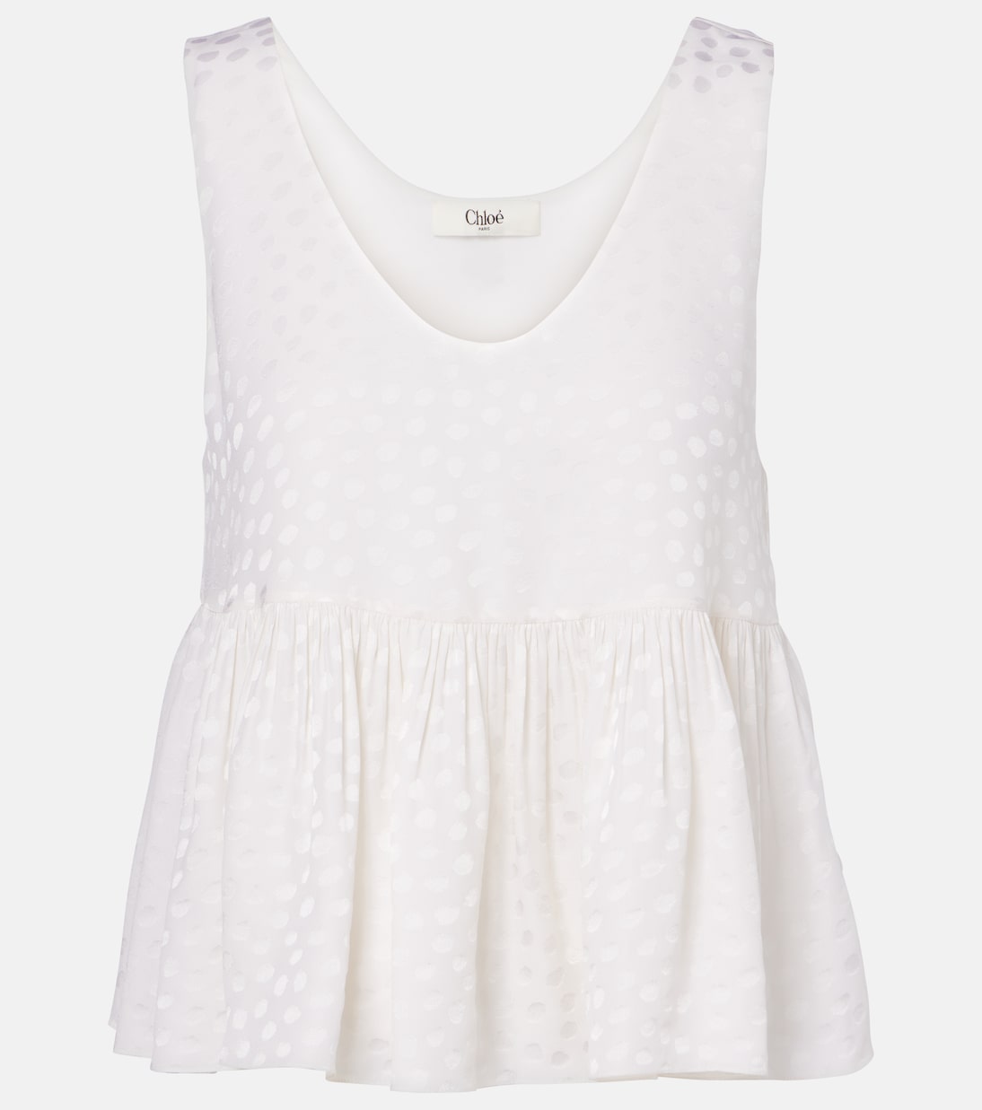 Polka-dot peplum silk top | Chloé