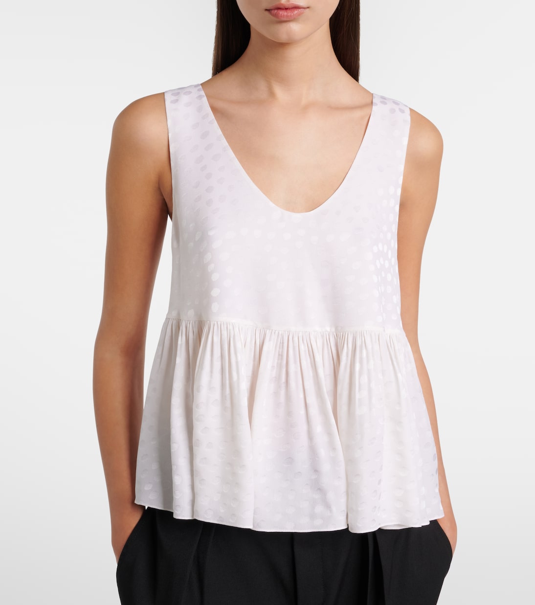 Polka-dot peplum silk top | Chloé