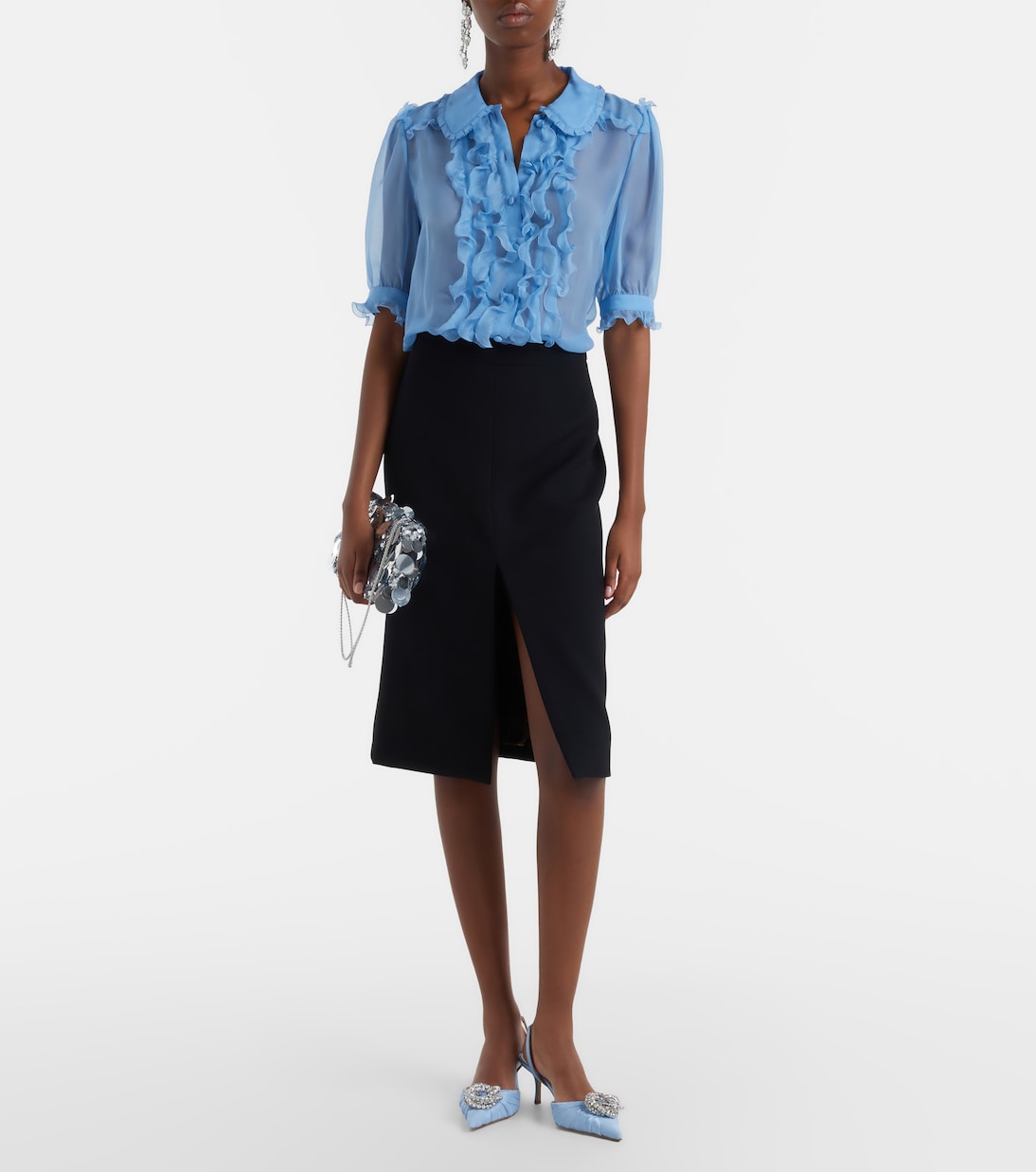 Galaxy embellished satin slingback pumps | Mach & Mach