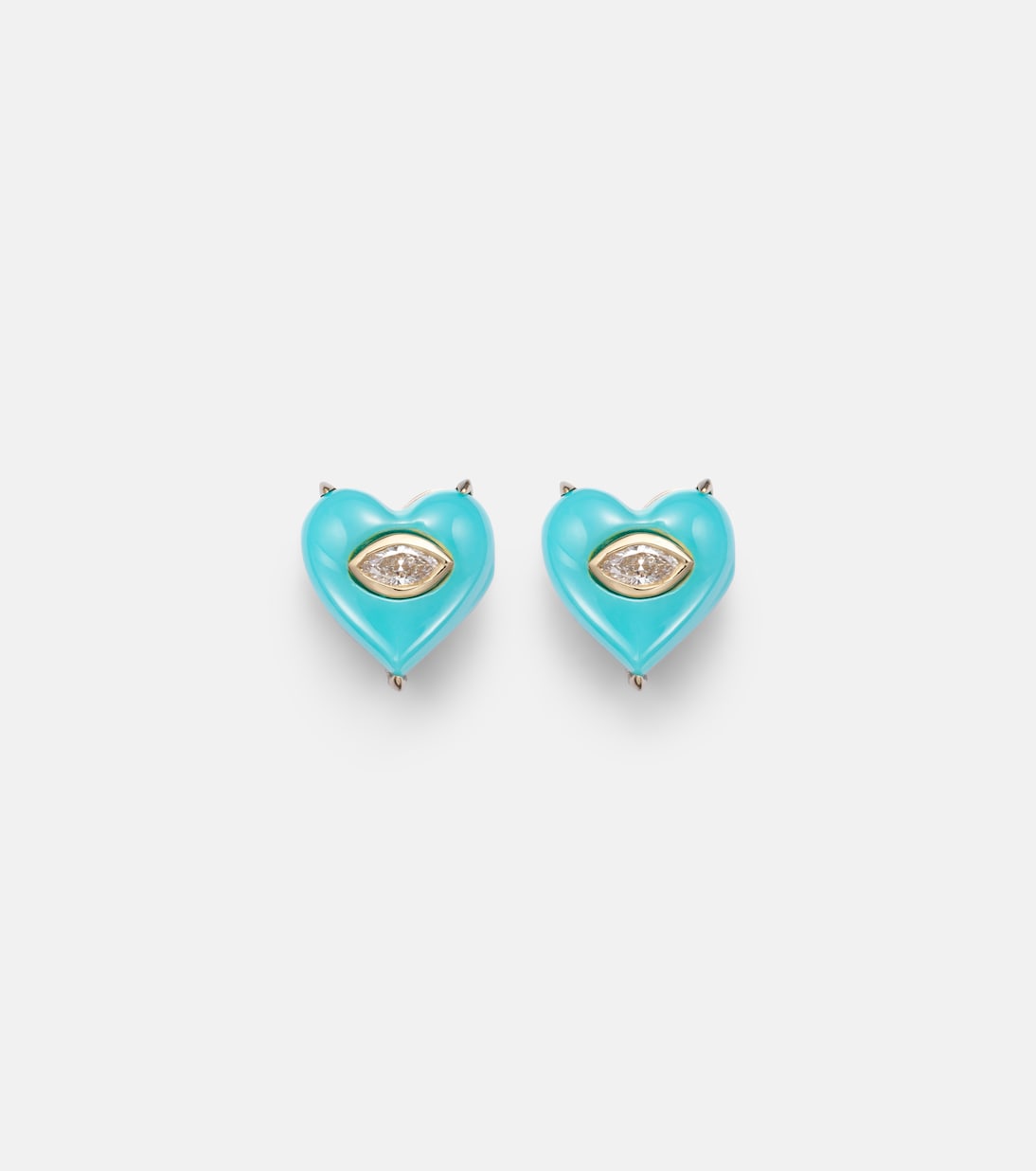 14kt gold (585/1000) stud earrings with diamonds and turquoises | Sydney Evan