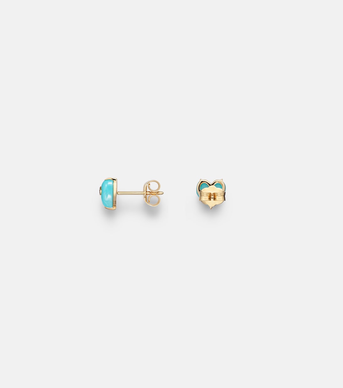 14kt gold (585/1000) stud earrings with diamonds and turquoises | Sydney Evan