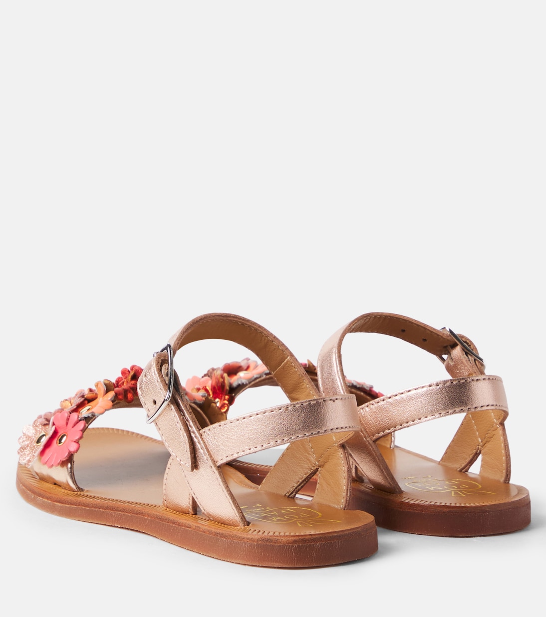 Sandalen Plagette Multi Flo aus Leder | Pom d'Api