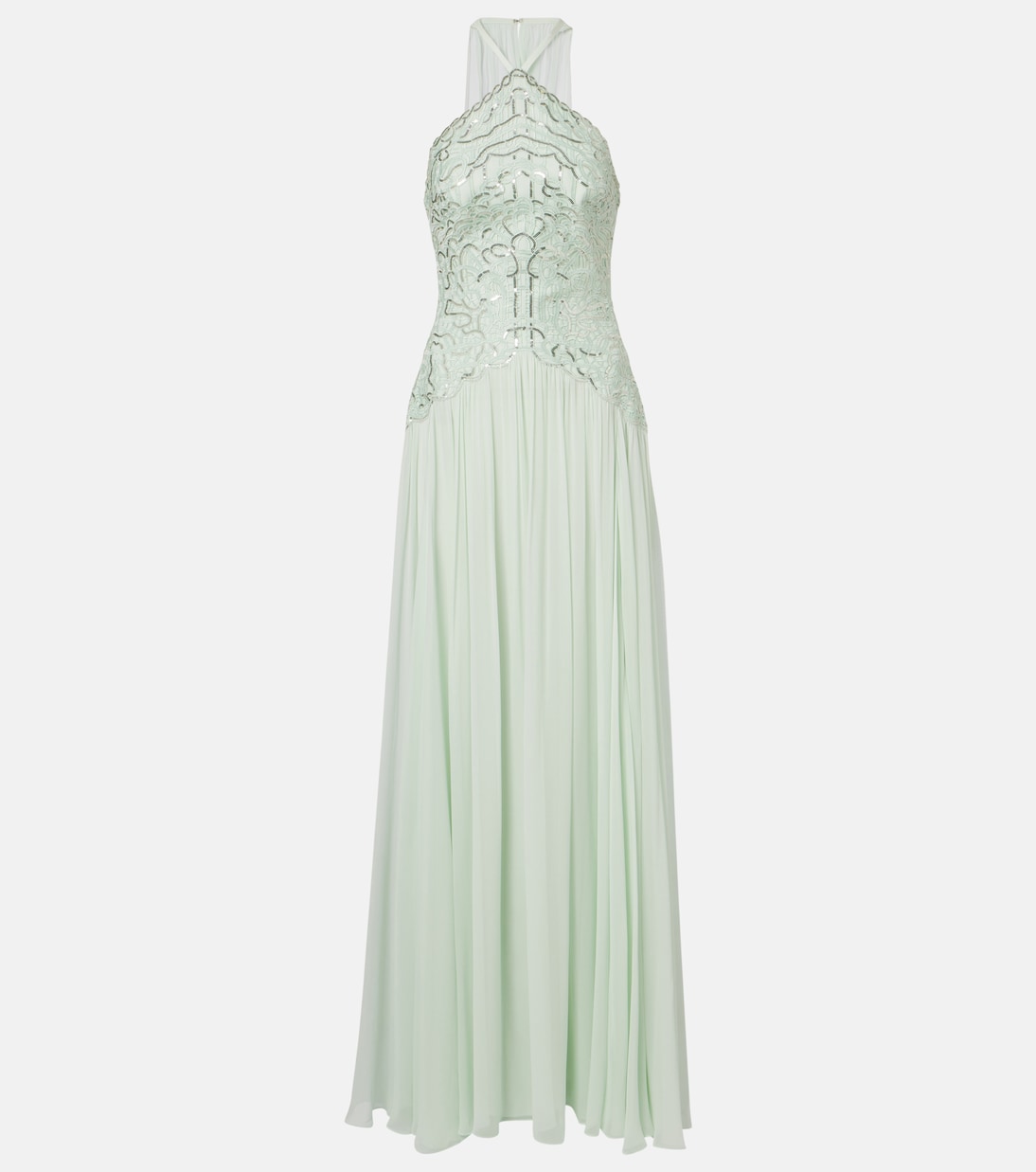 Abito lungo in misto seta con paillettes | Elie Saab