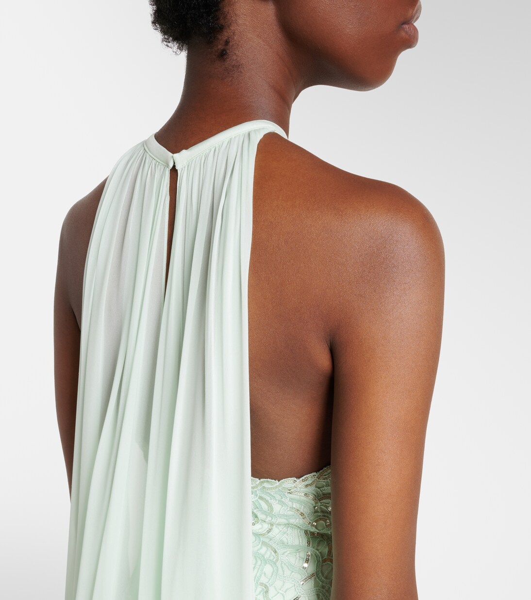 Abito lungo in misto seta con paillettes | Elie Saab