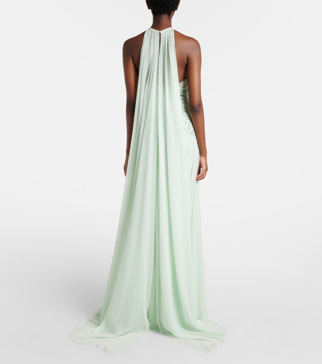 Abito lungo in misto seta con paillettes | Elie Saab