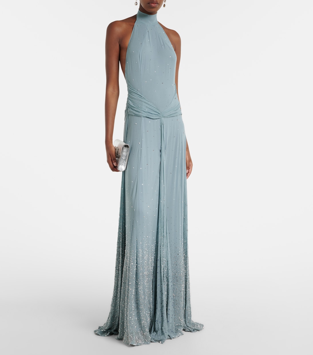 Halo embellished draped silk gown | The New Arrivals Ilkyaz Ozel