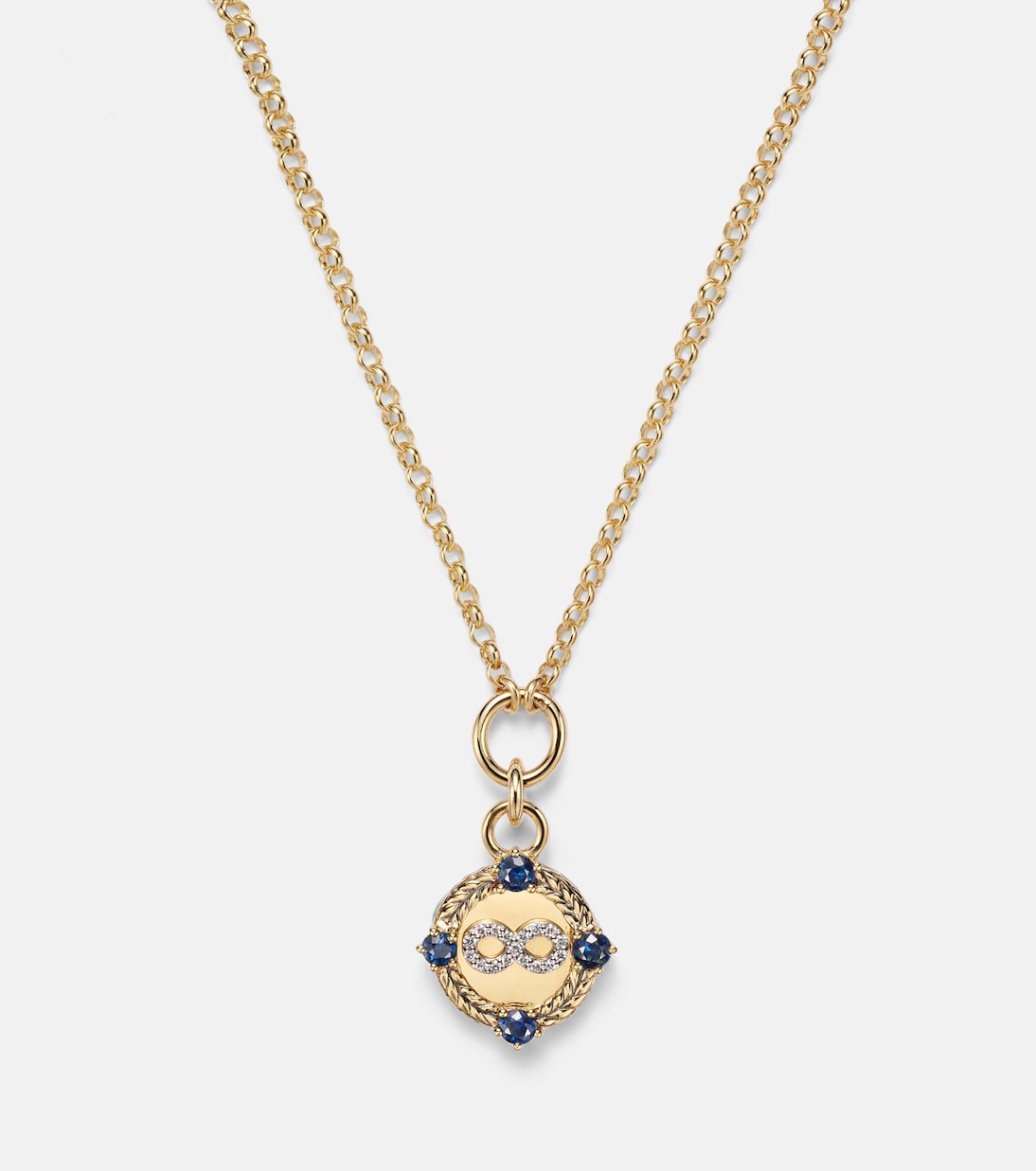 Collana Infinite Gratitude in oro 18kt con diamanti e zaffiri | FoundRae