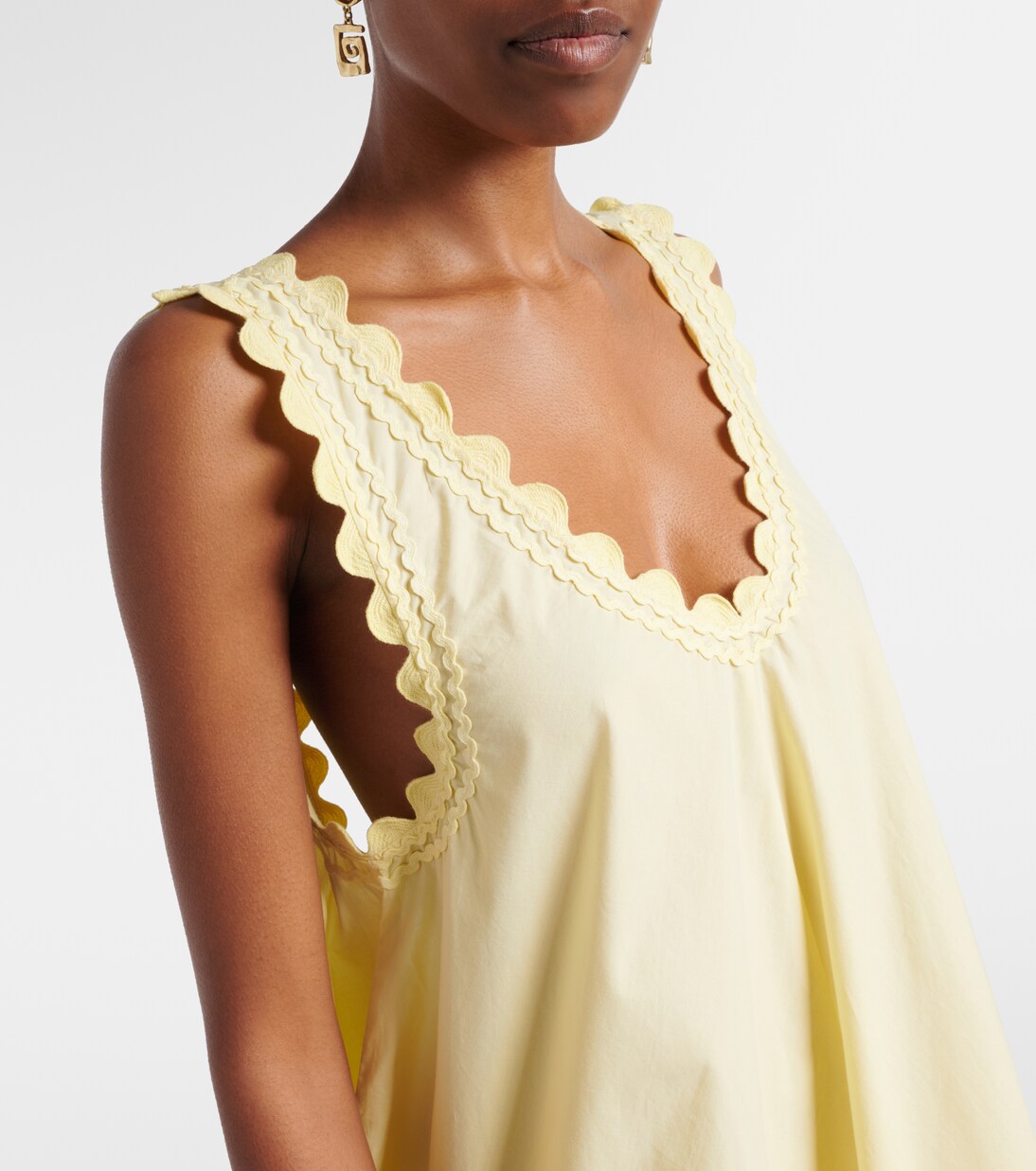 Abito corto in popeline di cotone con ricamo | Juliet Dunn