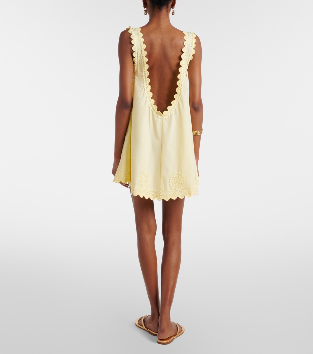 Abito corto in popeline di cotone con ricamo | Juliet Dunn