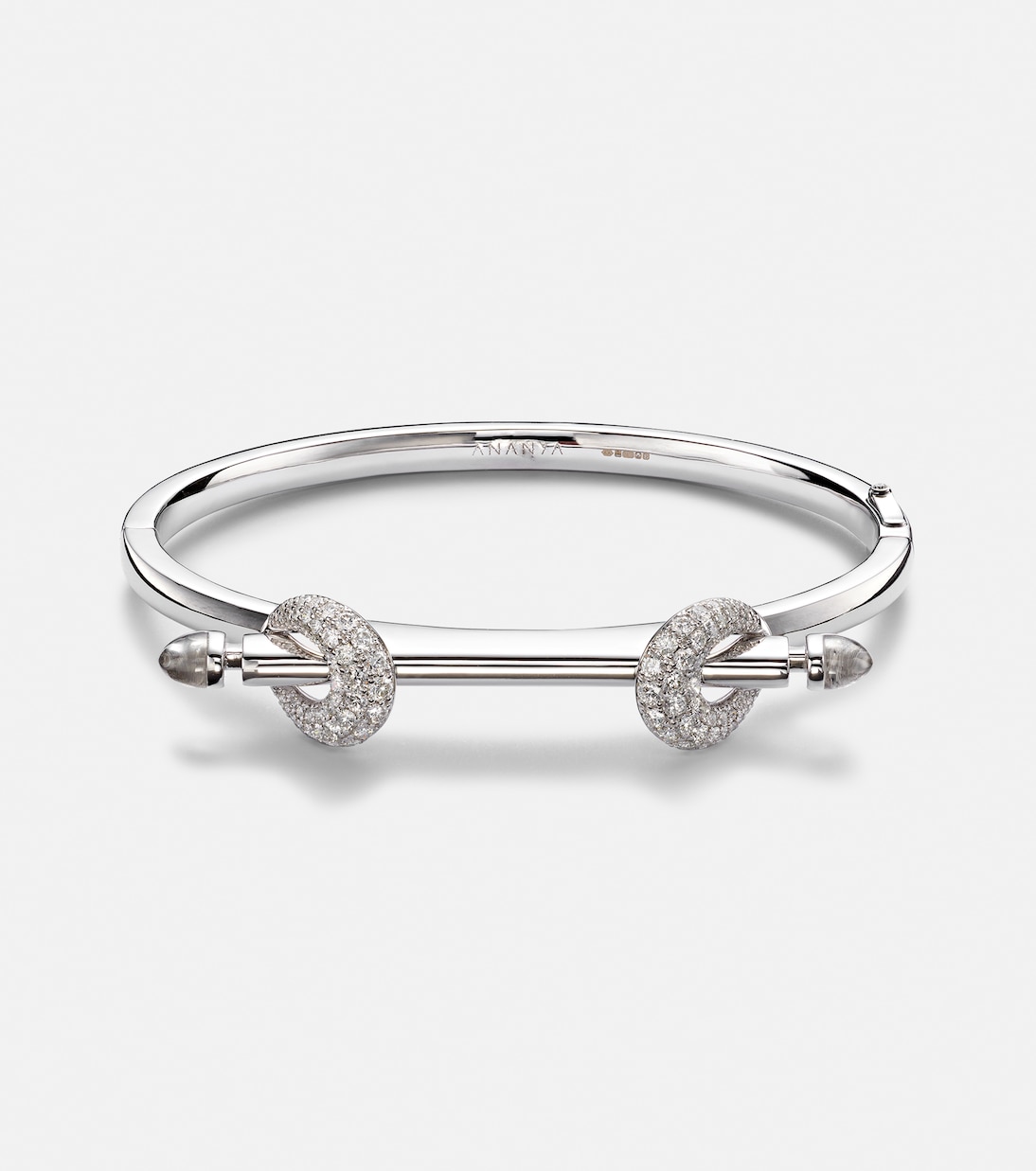 Chakra Icon 18kt white gold bracelet with diamonds and quartz | Ananya