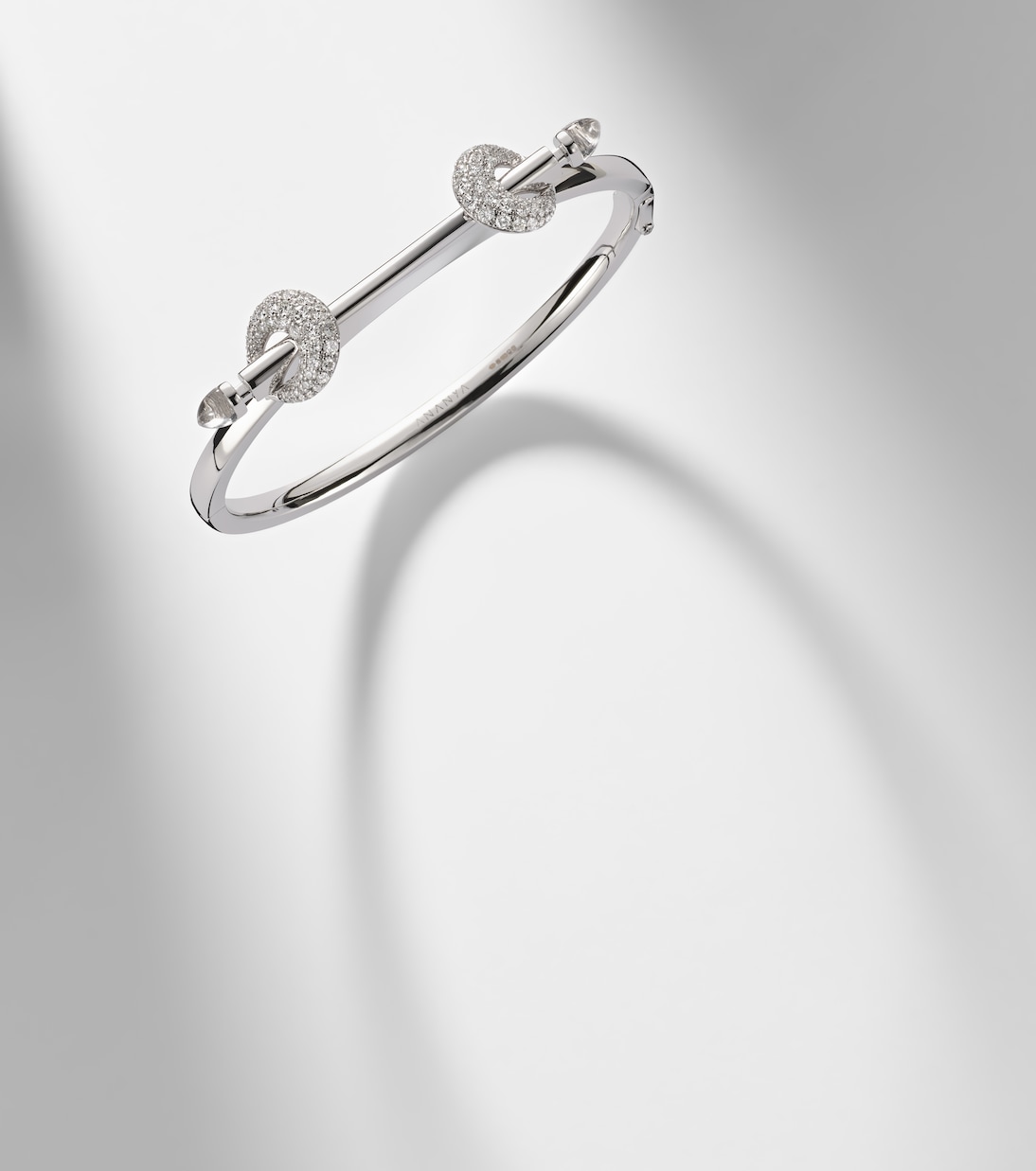 Chakra Icon 18kt white gold bracelet with diamonds and quartz | Ananya