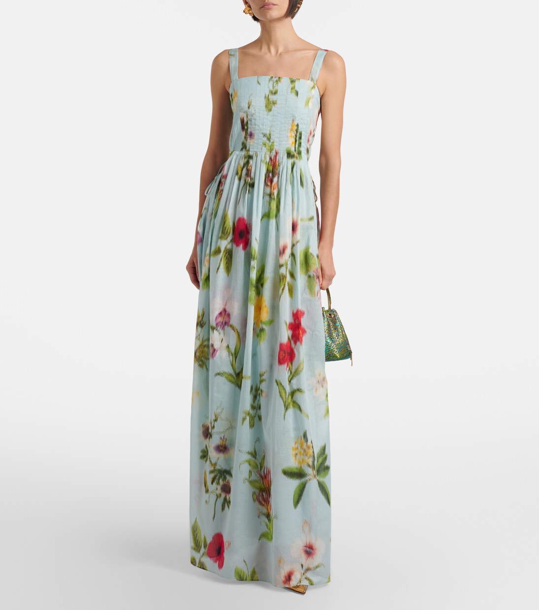Belted floral voile maxi dress | Oscar de la Renta