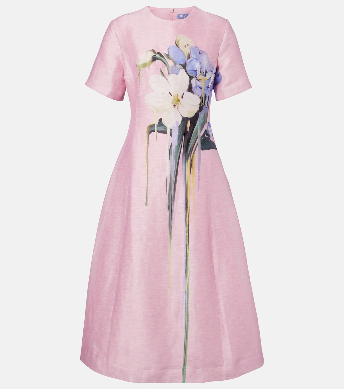 Caroline floral linen-blend midi dress | Leo Lin