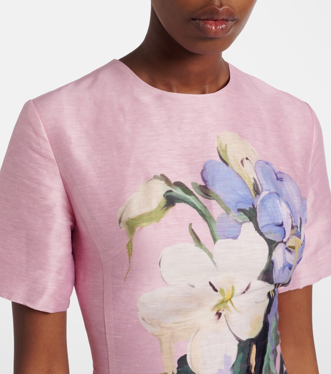 Caroline floral linen-blend midi dress | Leo Lin