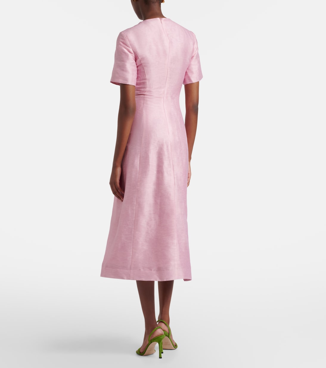 Caroline floral linen-blend midi dress | Leo Lin