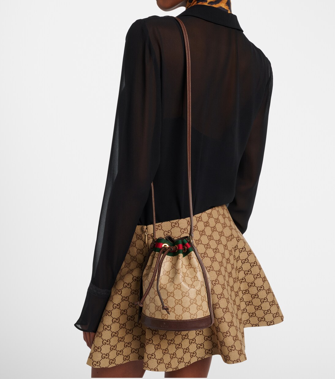 Web Stripe Mini GG canvas bucket bag | Gucci