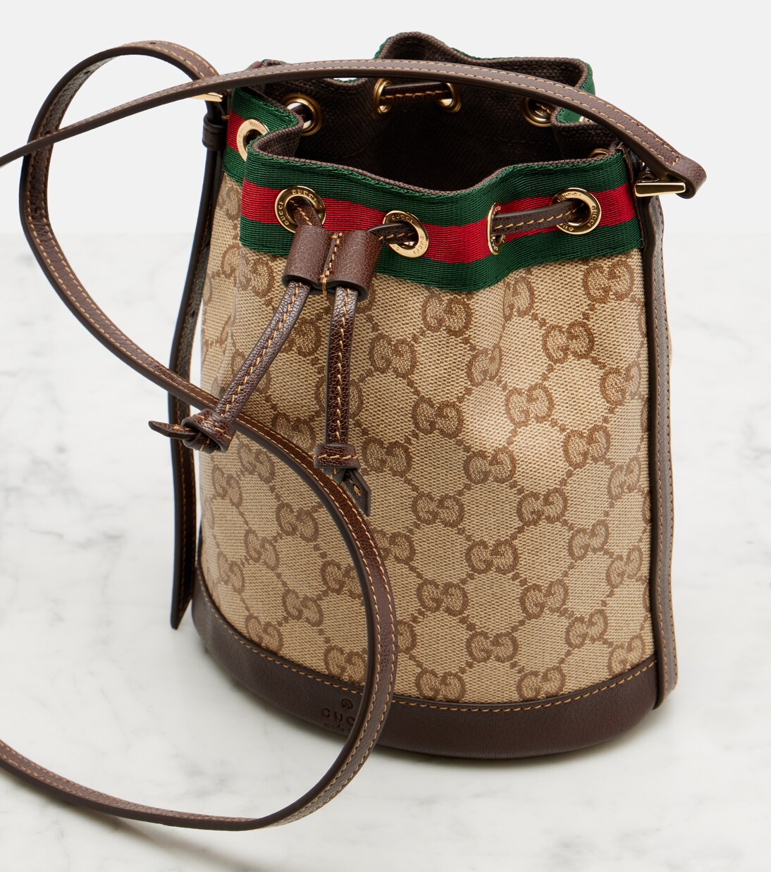 Web Stripe Mini GG canvas bucket bag | Gucci