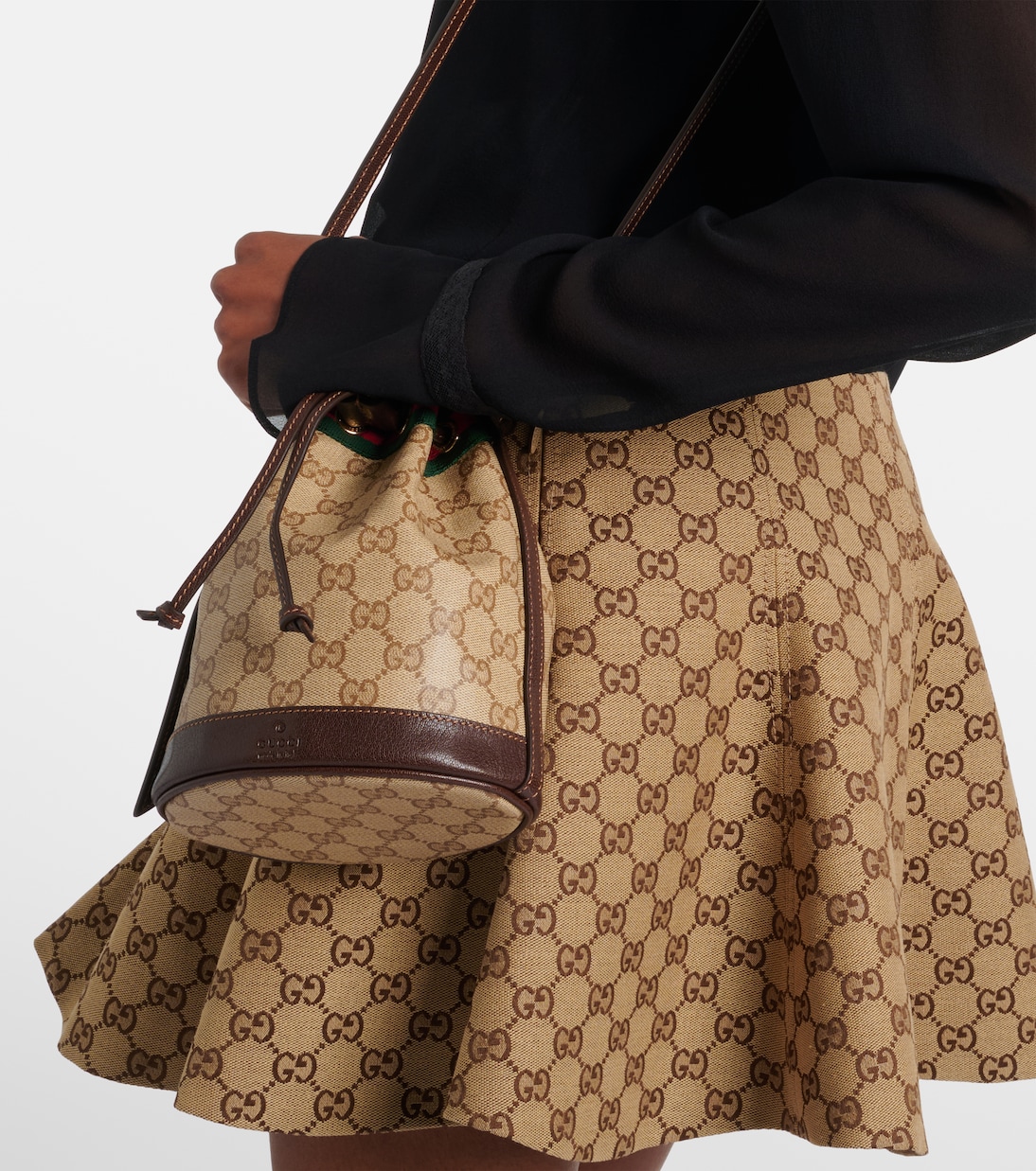 Web Stripe Mini GG canvas bucket bag | Gucci