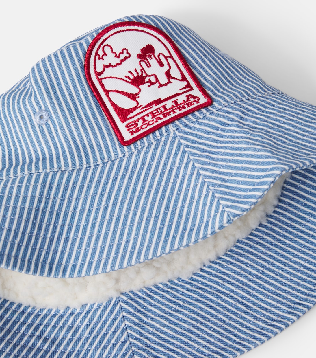 Logo striped cotton gabardine bucket hat | Stella McCartney Kids