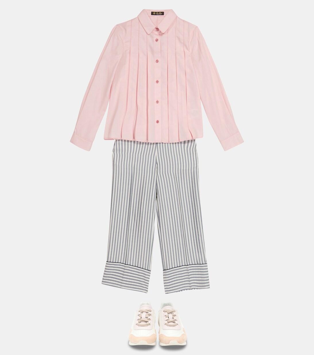 Ambre pleated cotton and silk blouse | Loro Piana Kids