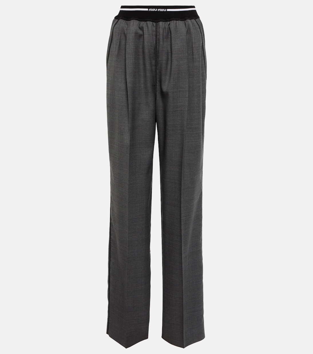 Logo wide-leg checked pants | Miu Miu