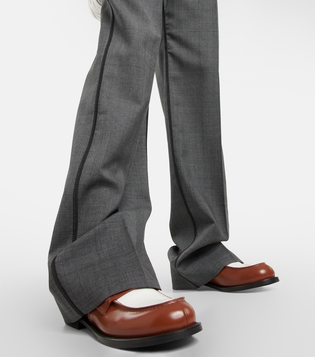 Logo wide-leg checked pants | Miu Miu