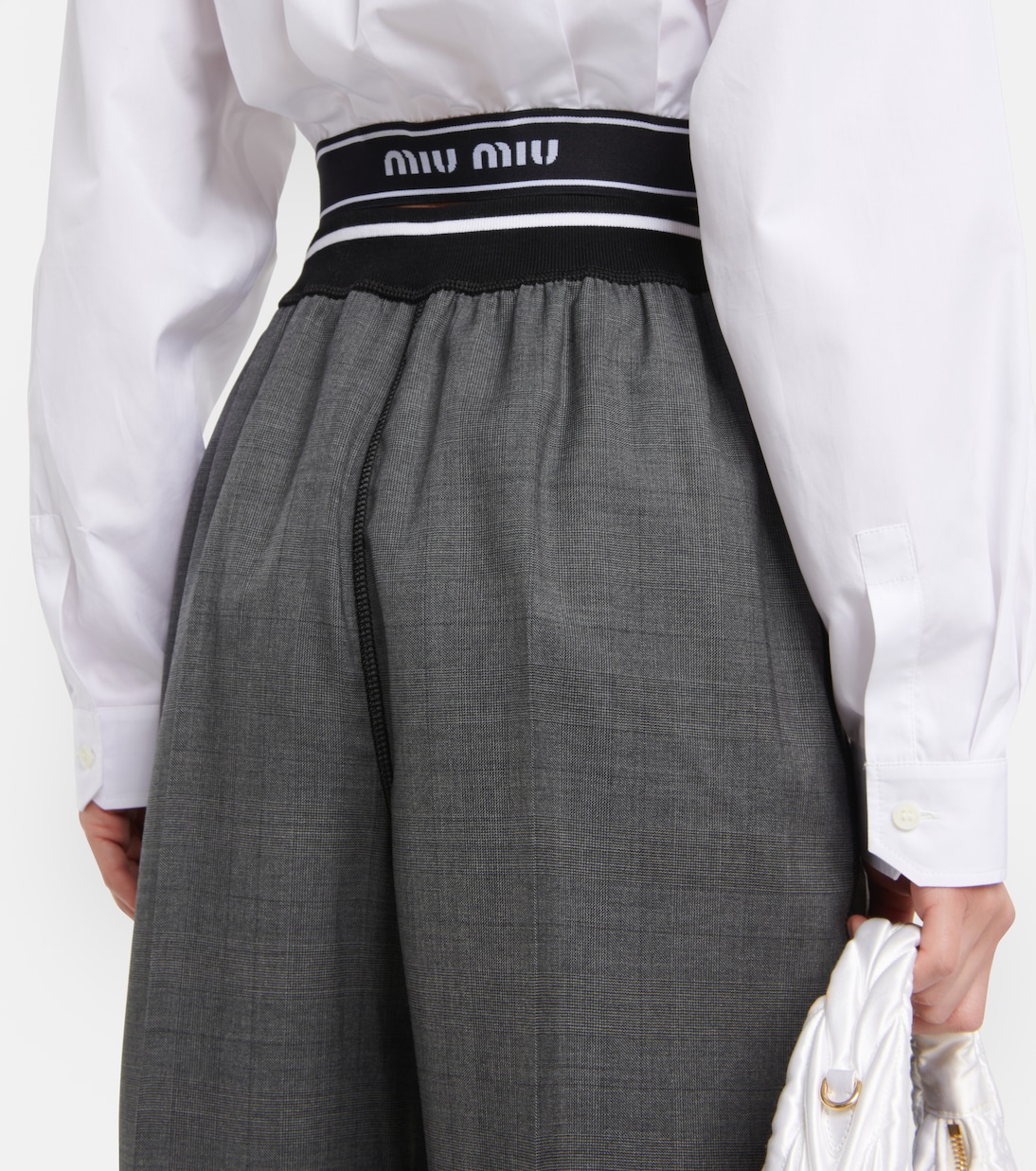 Logo wide-leg checked pants | Miu Miu
