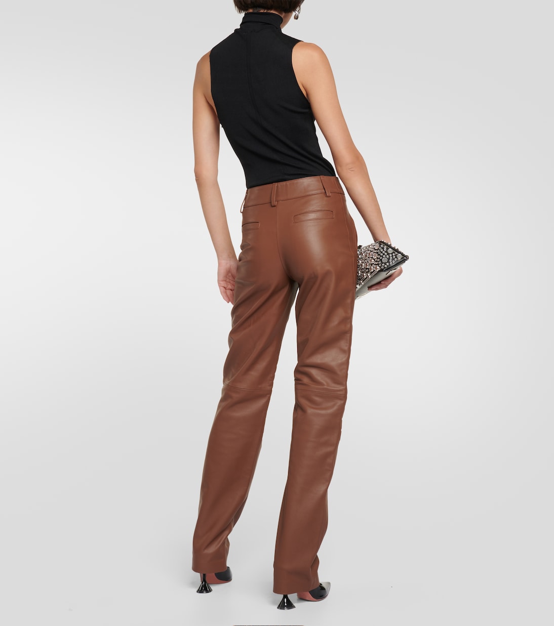 Gerade High-Rise-Hose aus Leder | Giuseppe di Morabito