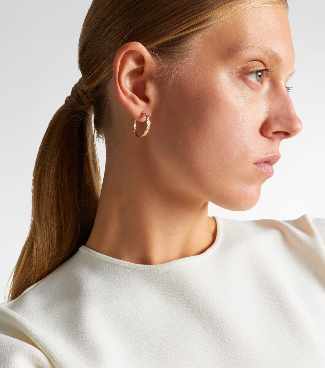 Pendientes de aro Edith en oro de 18 ct con diamantes | Octavia Elizabeth