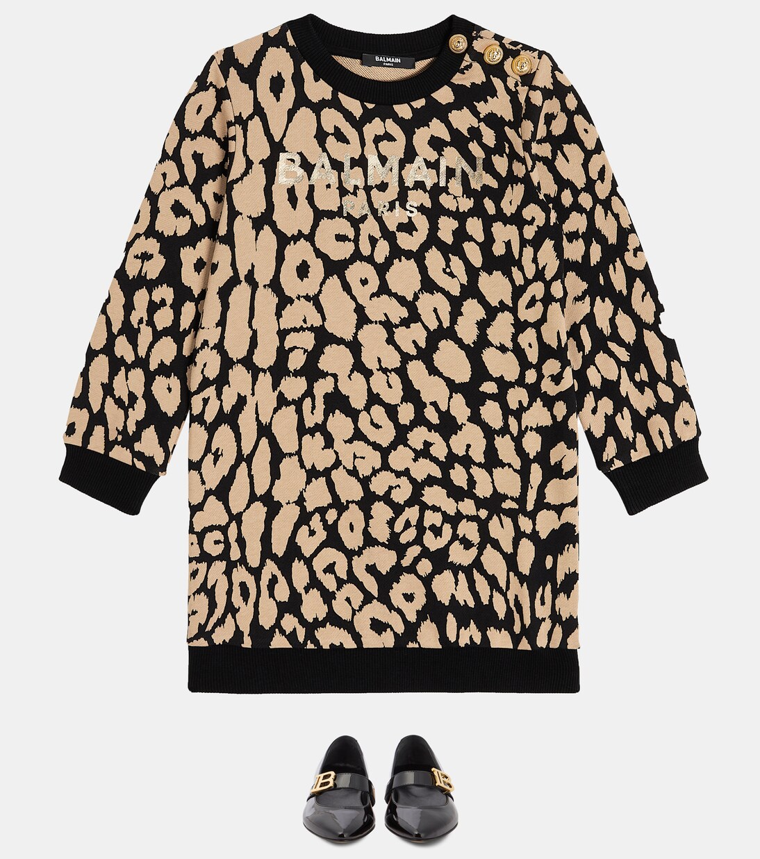 Logo cotton sweater dress | Balmain Kids