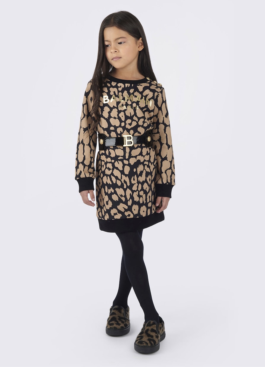 Logo cotton sweater dress | Balmain Kids
