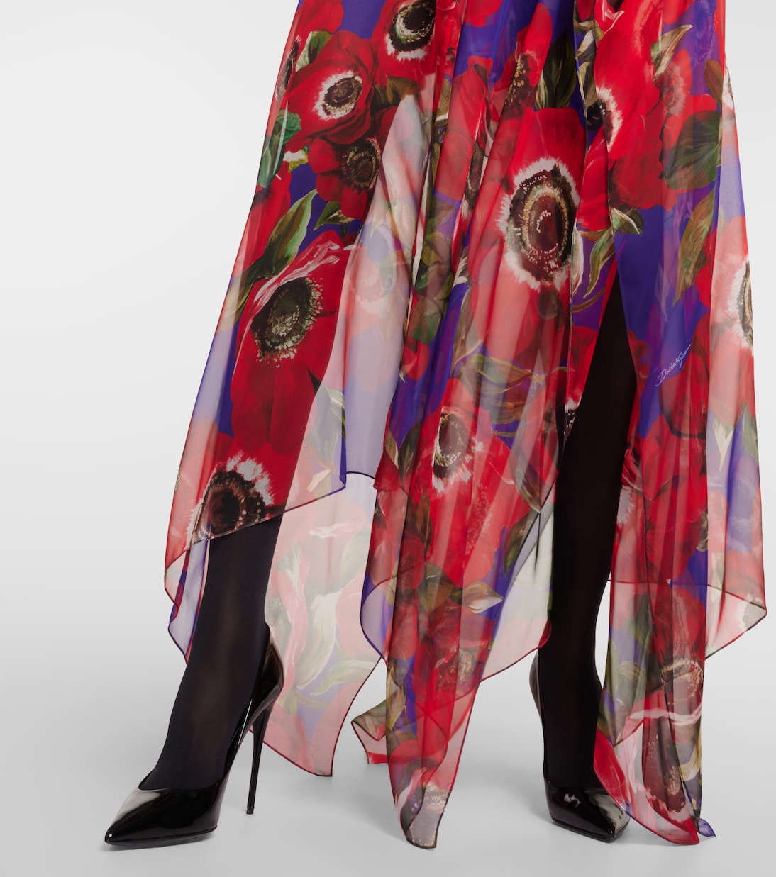 قفطان من شيفون الحرير Anemone | Dolce&Gabbana