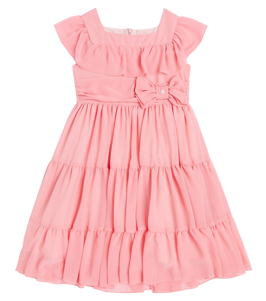 Bow-detail tiered chiffon dress | Patachou