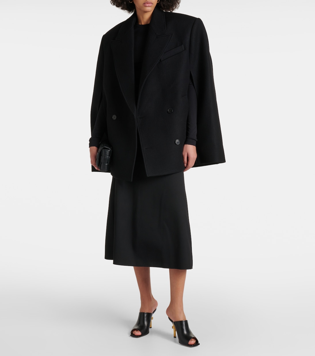 Double-breasted cropped virgin wool cape | Wardrobe.NYC