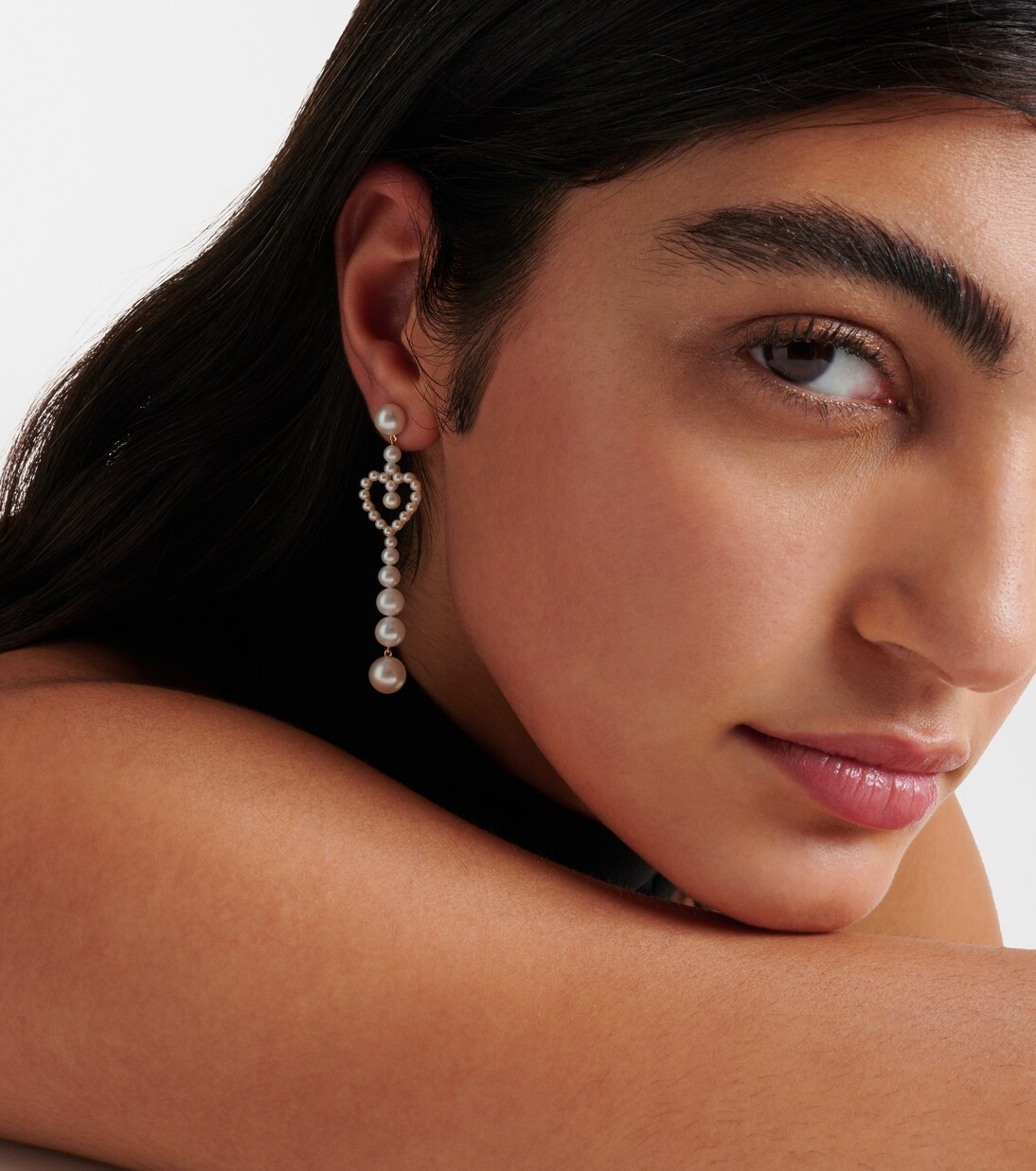 Pearl Heart 14kt gold drop earrings with freshwater pearls | Sophie Bille Brahe