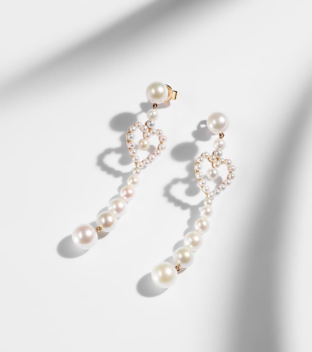 Pearl Heart 14kt gold drop earrings with freshwater pearls | Sophie Bille Brahe