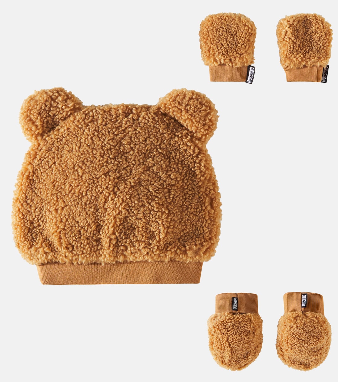 Faux shearling hat, shoes, and gloves set | Moschino Kids