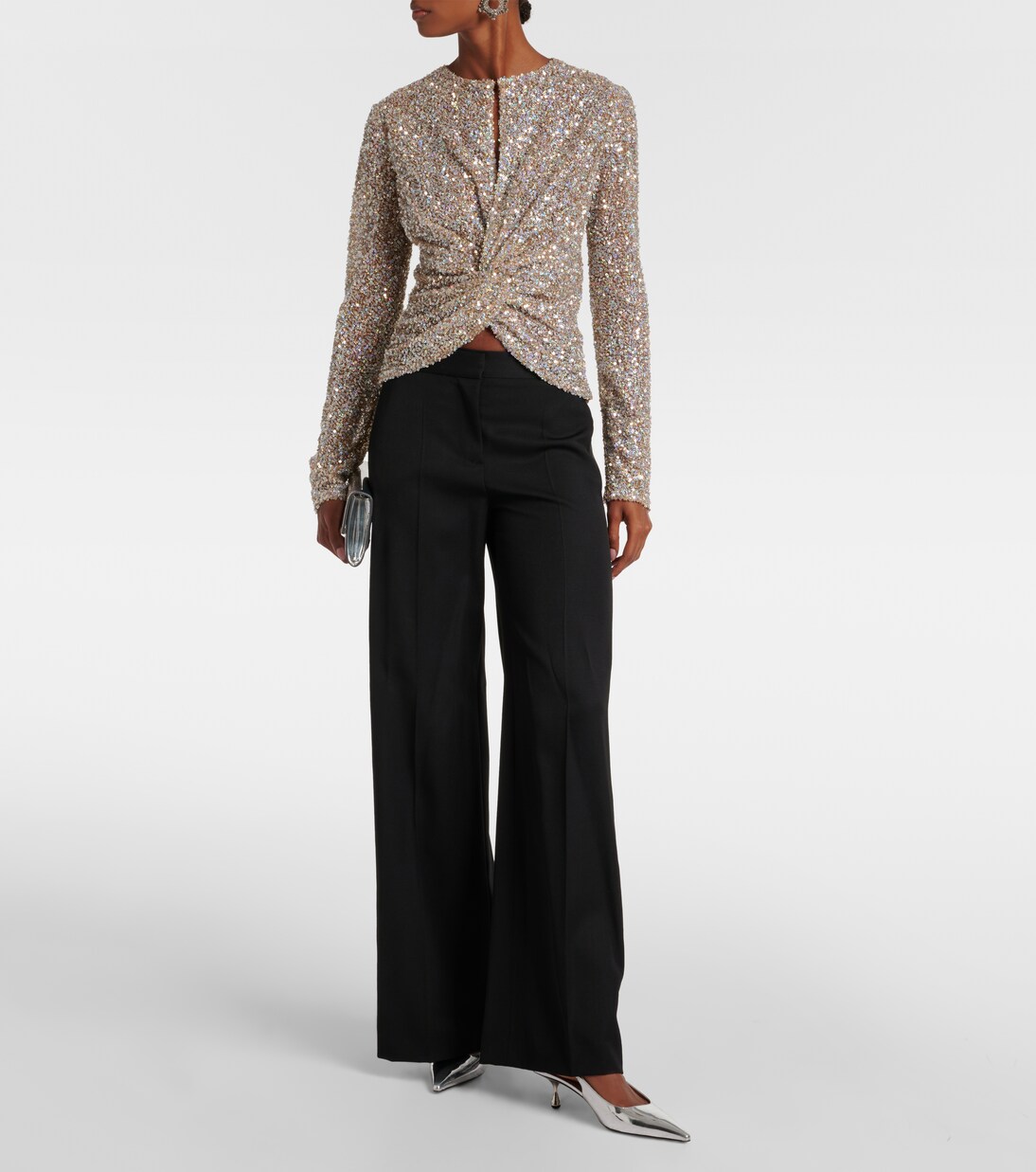 Top Noa cruzado con lentejuelas y abertura | Costarellos