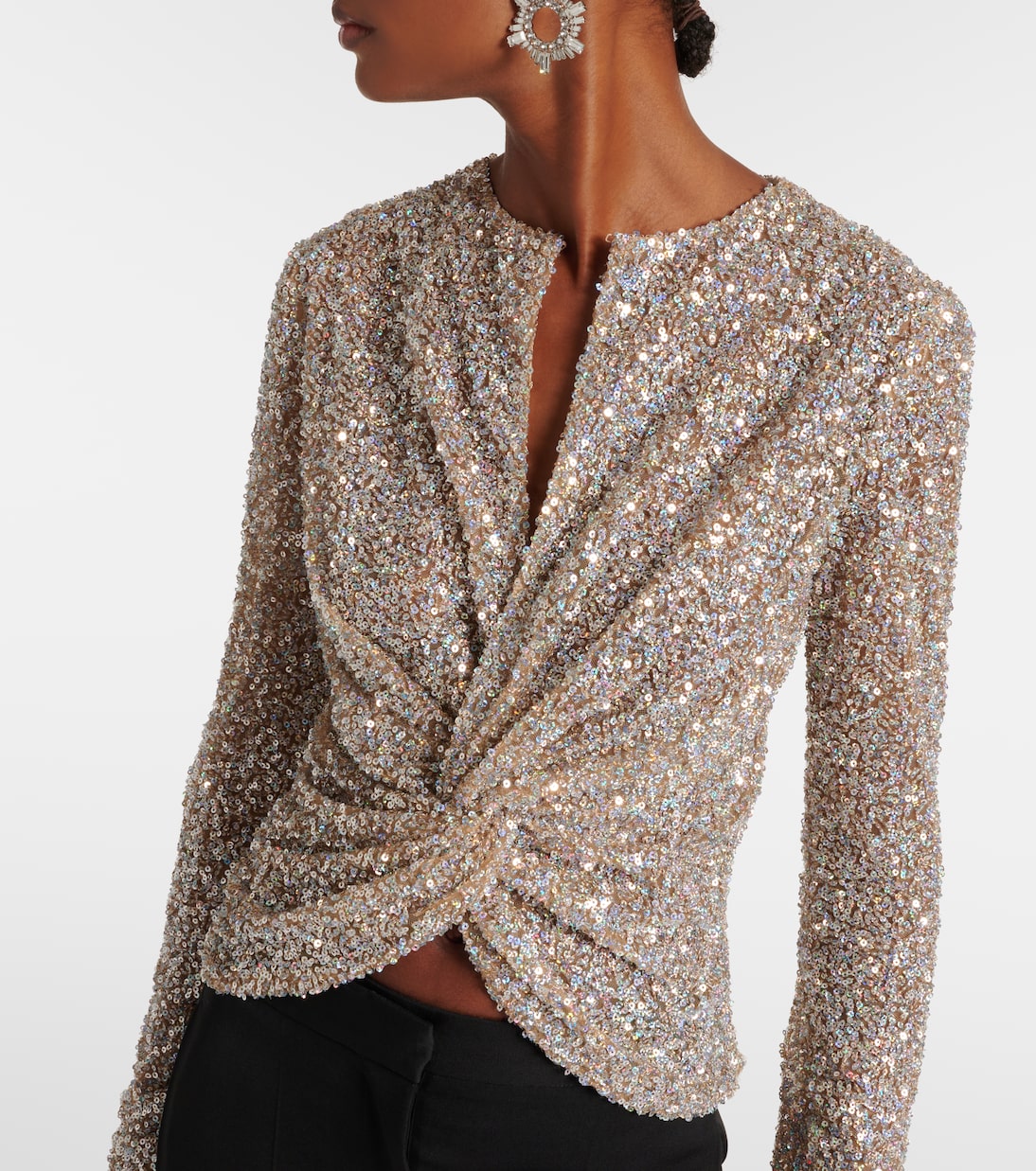 Top Noa cruzado con lentejuelas y abertura | Costarellos