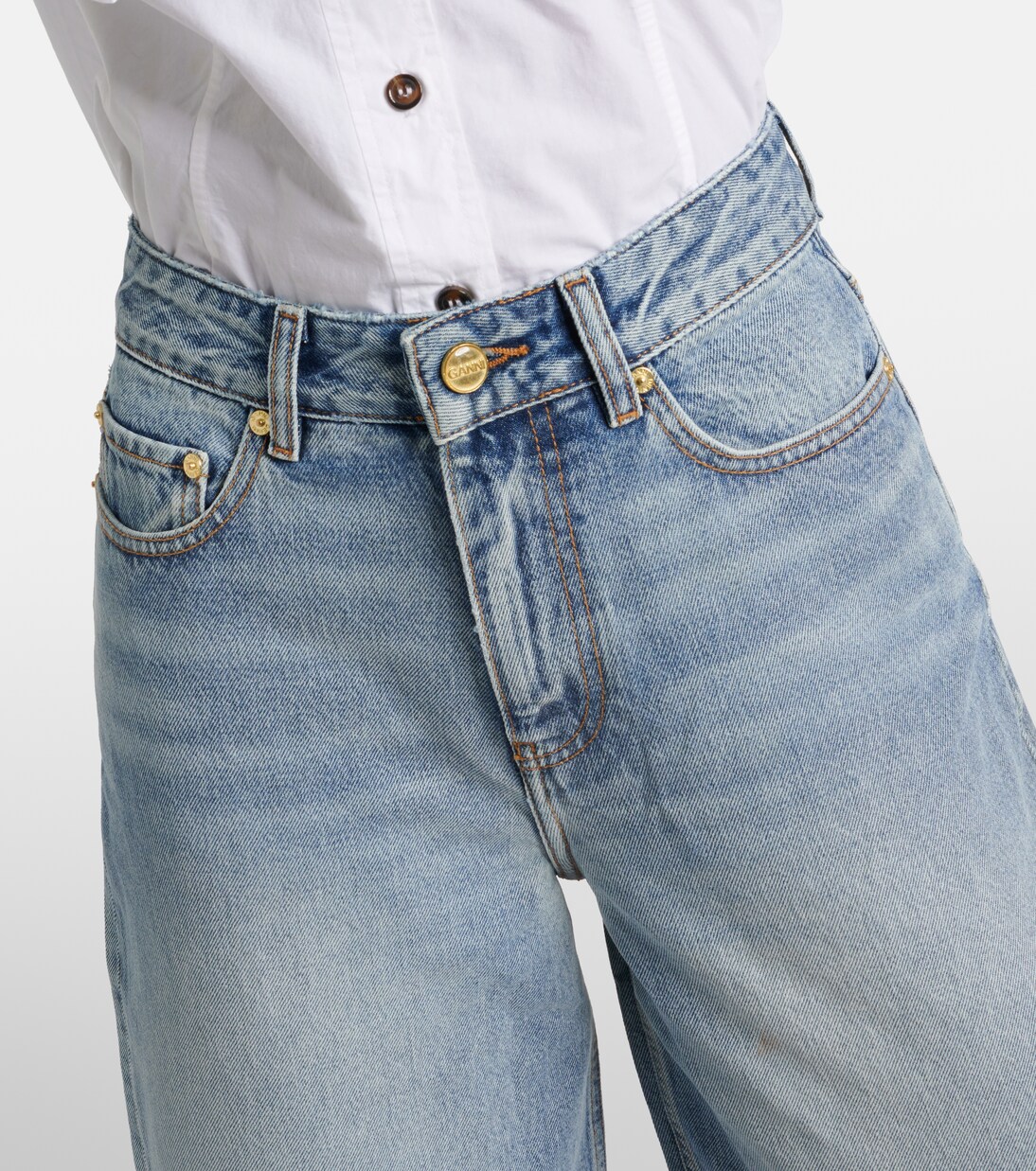 Jean barrel à taille haute | Ganni