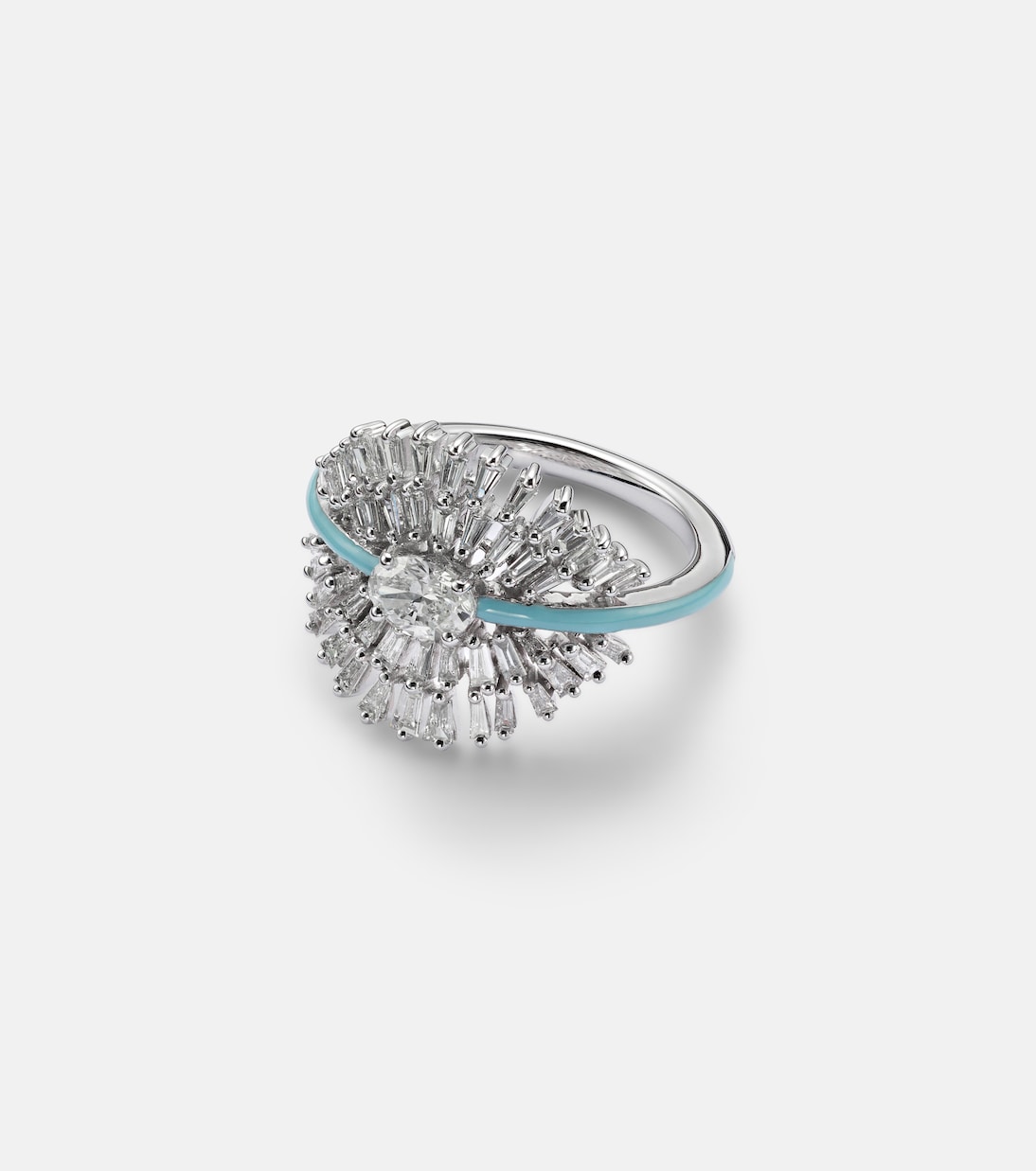 Ring aus 18kt Weißgold mit Emaille und Diamanten | Kamyen