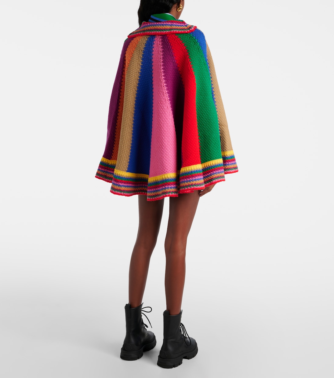 Colorblocked knitted wool poncho | Pucci